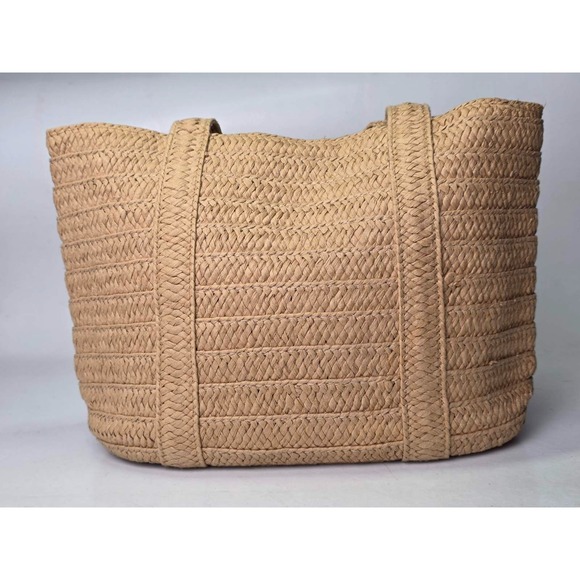 Draper James Everyday Straw Shoulder Bag Brown Tote Purse Handbag - Picture 6 of 11